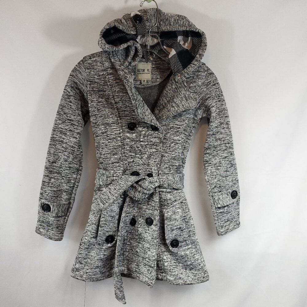 Super Cute Astor PL Outerwear Womens Mingle Grey Hooded Button Jacket Medium